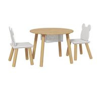 Aiyaplay mesa y sillas infantiles de 3 piezas mesa infantil con 2 sillas con espacio de almacenaje para niños de 3-6 años para sala de juegos dormitorio guardería natural