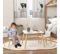 AIYAPLAY Mesa y Sillas Infantiles de 3 Piezas Mesa Infantil con 2 Sillas con Respaldo en Forma de Corona para Niños de 3-6 Años para Sala de Juegos Dormitorio Guardería Blanco