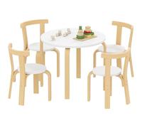 AIYAPLAY Set 5 Piezas Mesa sillas Infantil Madera Blanco 3-8 años | Bordes redondeados, superficies coloridas, mesa sillas infantil
