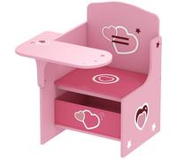 AIYAPLAY Set de Mesa y Silla para Niños de 3 a 5 Años de Madera MDF con Motivos de Corazón Rosa Aosom España