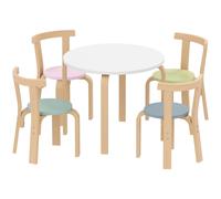 AIYAPLAY Set de mesa y sillas infantil de 5 piezas, madera maciza ligera, 60x60x50 cm colorido Aosom España