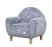 Aiyaplay sillón infantil con diseño de estrellas que brillan en la oscuridad sofá para niños de 18-36 meses tejido suave de terciopelo reposabrazos carga 45 kg gris