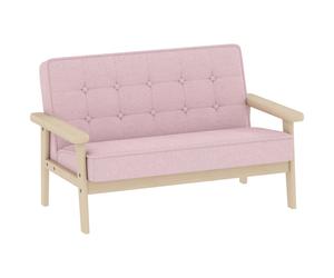 AIYAPLAY Sillón infantil, sofá infantil con armazón de madera, aspecto de terciopelo, acolchado, para niños de 3-15 años Rosa Aosom España