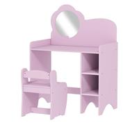 Aiyaplay - Tocador con Taburete y Espejo en forma de Flor - Violeta