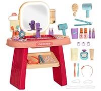 AIYAPLAY Tocador para Niños con Espejo Luz LED para 3-6 Años Rosa | Mesa de tocador para niños, música, 23 accesorios.