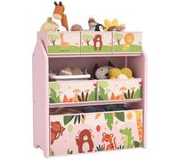 AIYAPLAY Unidad almacenaje 3 Niveles Estante Juguetes Sala Juegos Rosa | 6 cajas de almacenamiento extraíbles, dormitorio, cuarto infantil, cuarto infantil