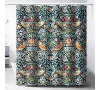 AJALGZ Cortina de Ducha William Morris, Color Verde, para baño, Tela Decorativa, Lavable (110 x 150 cm, Impermeable).