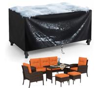 AJALGZ Funda Exterior para Muebles, 105x40x30 cm Protector Impermeable para Invierno, Cubierta Resistente para Exterior, Protección contra Lluvia, Nieve y Rayos UV, con Ajustable Cuerda, Negro