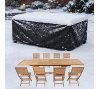 AJALGZ Funda Mesa Exterior Impermeable 350x250x85cm - Cubierta Protectora para Muebles de Jardín y Terraza - Tela Oxford 420D Antidesgarro, Anti-UV y Resistente al Viento - Fundas Sofá, Negro