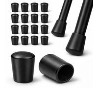 Ajile - Lote de 16 puntas de pie de silla redonda de 12 mm - Protector de pie de silla termoplástico flexible negro para peinar en tubo redondo, antiarañazos, antirubios - Muebles para casa & Pro