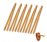 AJKQNMA 6 pinzas de bambú carbonizado para té, 18 cm, pinzas de madera natural, pinzas de agarre hechas a mano para hojas de té, tazas de té, ceremonias de té y preparación de cocina
