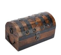 Ajuny Madera Cofre Del Tesoro Pirata De Diseño De Franjas De Conchas 11x6