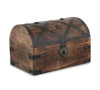Ajuny Madera Cofre Del Tesoro Pirata De Diseño De Franjas De Conchas 9x6
