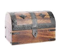 Ajuny Madera Cofre Del Tesoro Pirata De Diseño De Franjas De Conchas 9x6