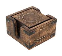 Ajuny Set De 6 Hechos Mano Madera Posavasos Soporte Estilo Vintage Quemado | Antideslizante Cuadrado Posavasos Protección De Mesa Para Tazas De Té Café Y Vasos Decoración Del Hogar Cocina Comedor Regalo