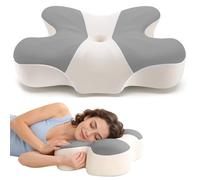Ajustable Almohada Cervical y Cuello para Aliviar el Dolor (Gris y Blanco)