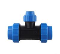 Ajuste en T reductor de material PP para tubos de PE con orientación de 90 grados y clasificación de presión de 16 bar (40 mm x 25 mm x 40 mm)