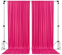 AK TRADING CO. 10 pies x 10 pies de poliéster Fondo Cortinas Cortinas Paneles con Bolsas de Varilla - Ceremonia de Boda Fiesta Home Window Decorations - Fucsia