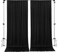 AK TRADING CO. Cortinas de poliéster de 3 m x 2,4 m, con Bolsillos para Barra, decoración de Bodas, Ceremonias de Fiesta, hogar, Ventanas, Color Negro