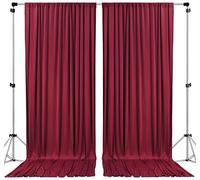 AK TRADING CO. Cortinas Tipo telón de Fondo de poliéster de 10 x 10 pies, Paneles con Bolsillos para Barra, decoración de Ventana del hogar, Ceremonia de Boda, Fiesta, Color borgoña