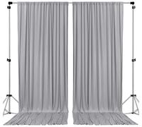 AK Trading CO. Cortinas Tipo telón de Fondo de poliéster IFR de 10 pies x 10 pies, Paneles con Bolsillos para Barra, decoración de Ventana del hogar, Ceremonia de Boda, Fiesta, Color Plateado