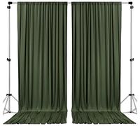 AK TRADING CO. Cortinas Tipo telón de Fondo de poliéster Verde Oliva de 10 x 10 pies, Paneles con Bolsillos para Barra, decoración de Ventana de Boda, Ceremonia de Boda, Fiesta, hogar