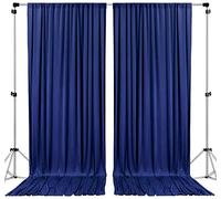 AK TRADING CO. Paneles de Cortinas de poliéster con Bolsillos para Barra, de 10 x 10 pies, para Ceremonia de Boda, Fiesta, decoración de Ventana del hogar, Color Azul Marino
