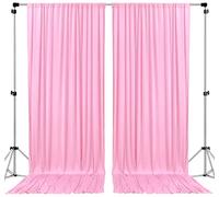 AK TRADING CO. Paneles de Cortinas de poliéster IFR de 10 pies de Ancho x 12 pies de Largo, con Bolsillos para Barra, decoración de Ventana de casa, Ceremonia de Boda, Fiesta, hogar, (Rosa)