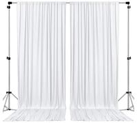 AK TRADING CO. - Paneles de Cortinas de poliéster ignífugo de 3 x 3 m con dobladillos para Barra, decoración de Ventana de hogar, Ceremonia de Boda, Fiesta, Color Blanco
