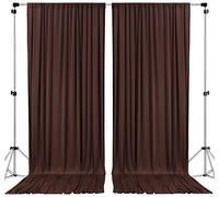 AK TRADING CO. - Paneles de Cortinas de poliéster ignífugo de 3 x 3 m con dobladillos para Barra, decoración de Ventana de hogar, Ceremonia de Boda, Fiesta, Color marrón