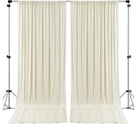 AK TRADING CO. - Paneles de Cortinas de poliéster ignífugo, de 3 x 3 m con dobladillos para Barra, decoración de Ventana de hogar, Ceremonia de Boda, Fiesta, Color Marfil