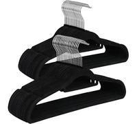 AKASA - Pack de 9/15/24/36/48 Perchas de Terciopelo Negro, 41 cm de Largo, Ultrafinas y Resistentes, con Ganchos Giratorios 360°, para Camisas, Abrigos y Ropa Pesada