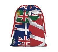 AKDODK Bolsas de regalo con cordón de Navidad con diseño de bandera de las Islas Turcas y Caicos Map03, bolsa de regalo de felpa con cordón, bolsa de regalo con cordón de cinta roja