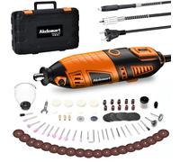 Akdomart Multiherramienta, 200W mini amoladora eléctrica, Herramienta Rotativa con 135 accesorios, 6 velocidades ajustables, 8000-35000 rpm, para grabar, taladrar, cortar, esmerilar