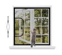 akgao Mosquitera para Ventanas con Cremallera, 50x50cm Malla Reforzada a Prueba de Gatos, Transpirable Red Antiinsectos, Cortina para Ventanas Resistente Arañazos Mascotas, con 2cm Adhesiva-Negro
