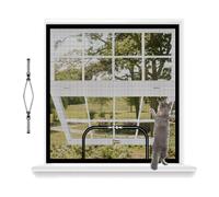 akgao Mosquitera para Ventanas con Cremallera, 55x75cm Malla Reforzada a Prueba de Gatos, Transpirable Red Antiinsectos, Cortina para Ventanas Resistente Arañazos Mascotas, con 2cm Adhesiva-Negro