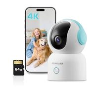 AKINGUAR 4K 8MP Camara Vigilancia WiFi Interior, 360° PT Cámara IP, AI Deteccion de Humana/Mascata, Seguimiento Automático, Audio Bidireccional, Visión Nocturna, 2.4G/5G WiFi, con Tarjeta de 64GB