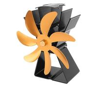 AKLOSIPY Ventilador de Estufa de Calor de 7 Aspas, Base Vertical Compacta y Portátil para Estufas de Leña, Aleación de Aluminio, 1 Unidad (GOLD)