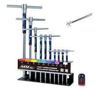 AKM TOOL Juego de 11 llaves Allen hexagonales con mango en T de 3 vías, métricas, 2 mm-10 mm, mango deslizante, juego de llaves Allen con mango en T con magnetizada y desmagnetizada, para una