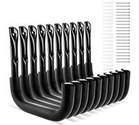 AKOLAFE 10 Piezas Ganchos de Pared, Gancho J Negro 25 x 23 cm con Funda EVA y Tornillos, Ganchos de Garaje Resistentes para Bicicletas, Escaleras, Herramientas y Almacenaje