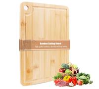 AKONE Tabla de cortar, tabla de cortar de bambú, tabla de cortar de cocina, tablas de cortar con orificio para colgar, tabla de bambú para embutidos, frutas, verduras y queso, duradera, ligera, apta