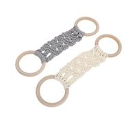 AKOOSY 2 Piezas Colgador de Toallas de Cocina Boho Macramé de Madera y | Aros de Madera, Lazo para Colgar, Ajuste, Uso en Cocina y Baño, Fácil de Limpiar