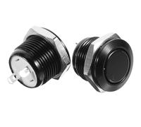 AKOOSY Botón Pulsador LED de 12mm Negro Diseño Micro Recorrido y Aleación de Plata, 2 Piezas para Equipos Industriales y Barcos