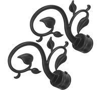 AKOOSY Remates para Curtain Rail de Plástico Negro, Accesorios Prácticos y Resistentes para Barra de Cortinas Extensible Hogar, 2 Piezas Elegantes y Funcionales