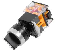 AKOOSY Selector Rotatorio de 2 Posiciones con Autobloqueo y Enclavamiento, Interruptor de Leva Mantenido de Abs y Aleación Plateada para Circuito Ac 0-440v con Diámetro de Agujero 22mm