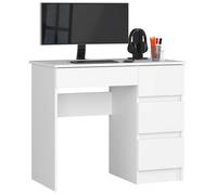 AKORD A7 Escritorio para Computadora Blanco de 90 cm con 4 Cajones, Color Blanco Mate, 90x50x77 cm BLANCO