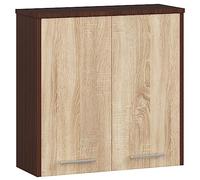 AKORD | Armario Colgante de Baño FINW60 | 2 Estantes y 2 Puertas | 60 x 60 x 22,5 cm | Peso 18 kg | Mueble Suspendido de Pared | Wengé/Sonoma Roble