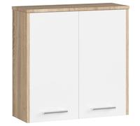 AKORD Armario colgante para baño FIN W60 2D 2 puertas, 60 x 60 x 22,5 cm, peso 18 kg, roble Sonoma, color blanco