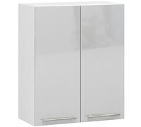 AKORD - Armario de cocina colgante Oliwia W60 | Mueble con 2 puertas y 2 estantes | Armario de almacenamiento | 60x30x72 cm | Blanco | Metallic Brillante