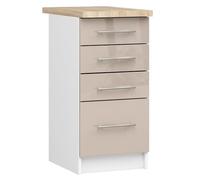 AKORD | Armario de cocina con encimera - Oliwia S40 | Mueble bajo con 4 cajones | Armario de cocina bajo de 40 cm de ancho | 46x40x85 cm | Blanco | Cappuccino brillante